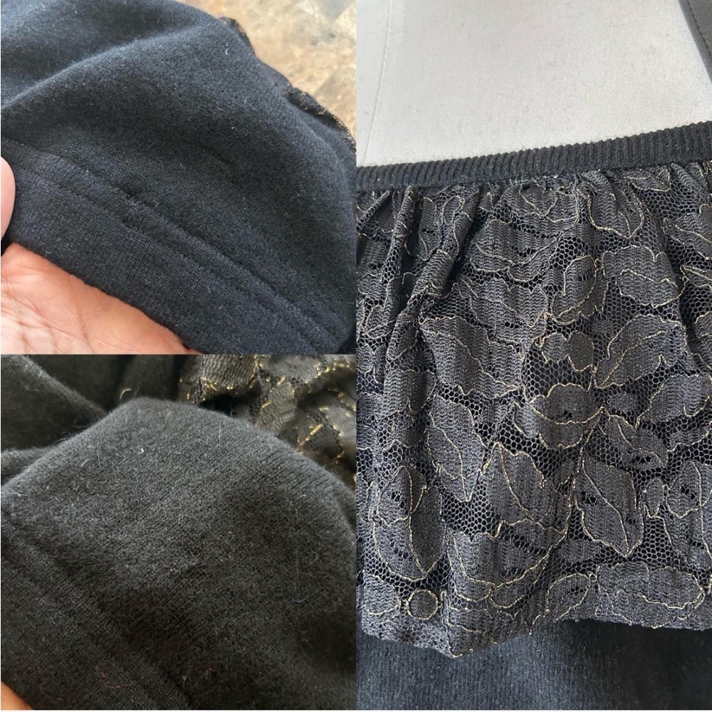 Vintage 1980s Outlander Off-the-shoulder  Wool Sweater with lace Black M - Picture 8 of 8